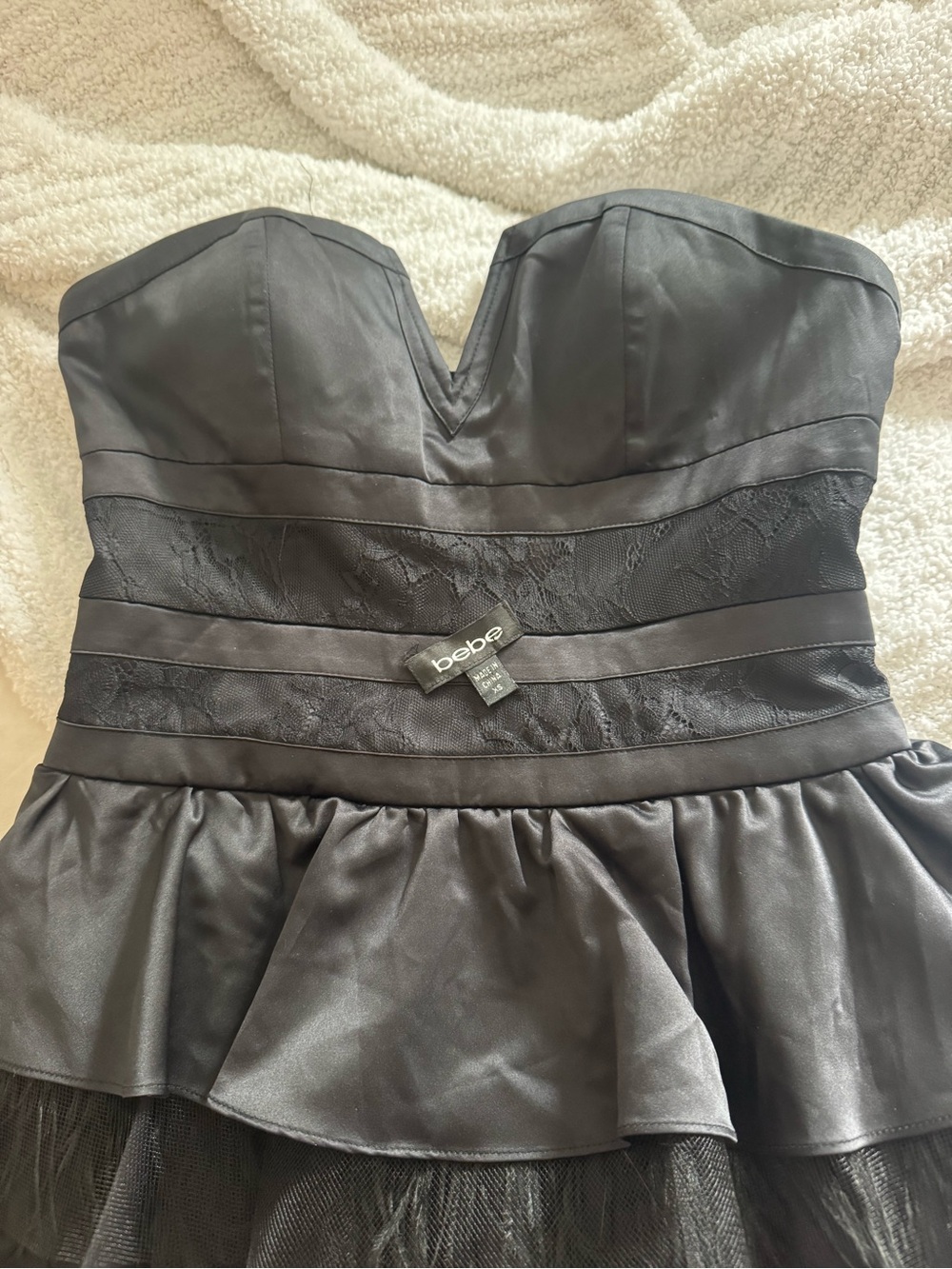 bebe Strapless Ruffled Mini Dress - Picture 4 of 6